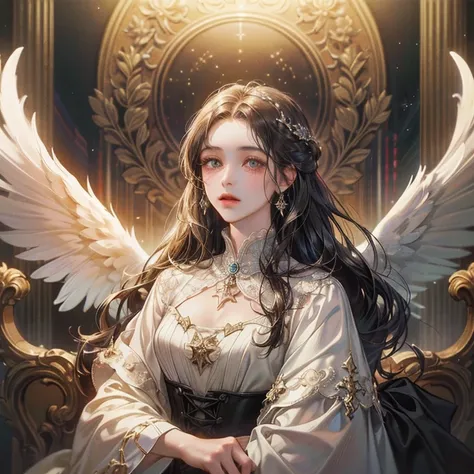 ((highest quality)),(Ultra-high resolution),(Super detailed new),(Detailed Description),((The best CG)),(A masterpiece),Ultra-detailed art,A wonderful new art form,(Art with precise detail:1.5), Light, A female angel descends