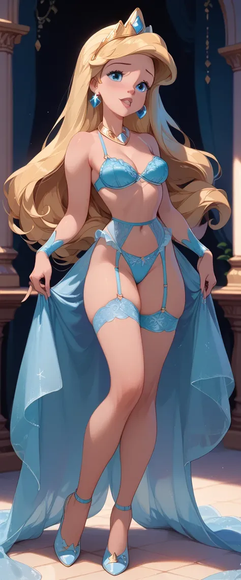 a sexy girl, full body display, (Princess Aerial:1.1), wearing sexy lingerie 