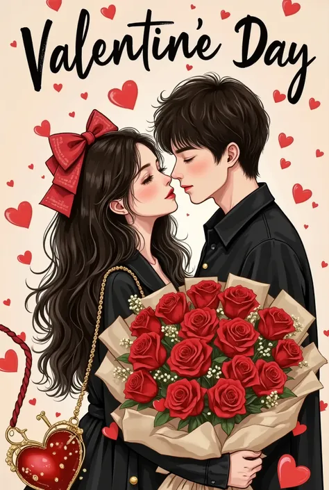 valentine's day poster design,Black and red