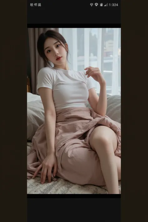 extremely quality photo,   sharp focus, Realism, realistic, Resources _photo, correct alignment,  young Japanese actress , Orgasm,  in bed， full body photo