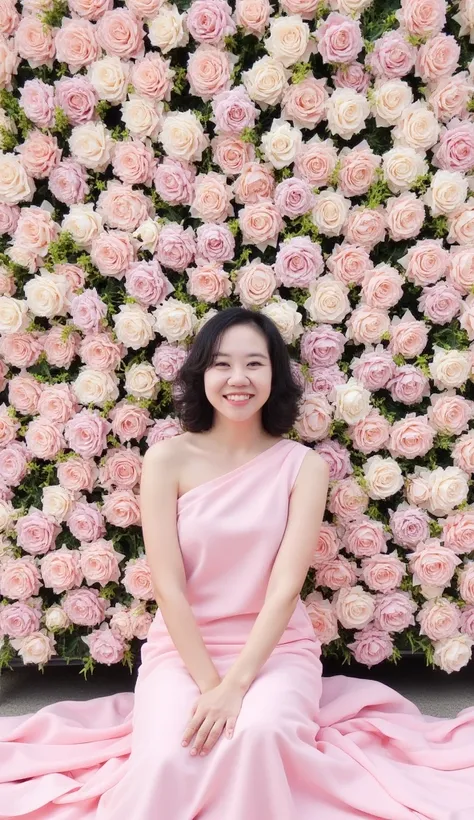 Bloomingflowers, richly colored flowers, vast field of serene rose blossoms
Bloomingflowers, a young Korea woman sits gracefully in the middle of a lush wall of blooming Rose flowers. perfect and slender shape, the flowers, in shades of soft pink, white, a...