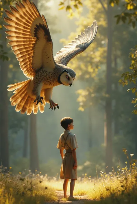 A person with an owl is coming to him
