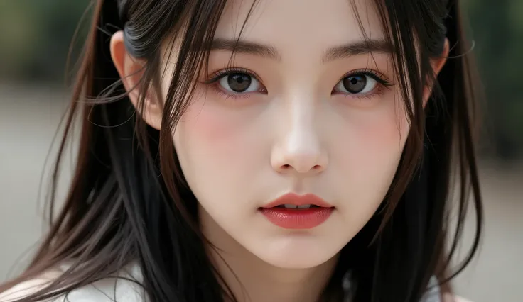 8k, ultra high resolution , top quality, masterpiece,rule of thirds,golden ratio, surreal, photos, one woman,( girl:1.3), cute, cute顔, Beautiful Eyes in Every Detail , 細かく Details, Mature Women, princess,extream close up,smile, black hair,Messy hair,I...