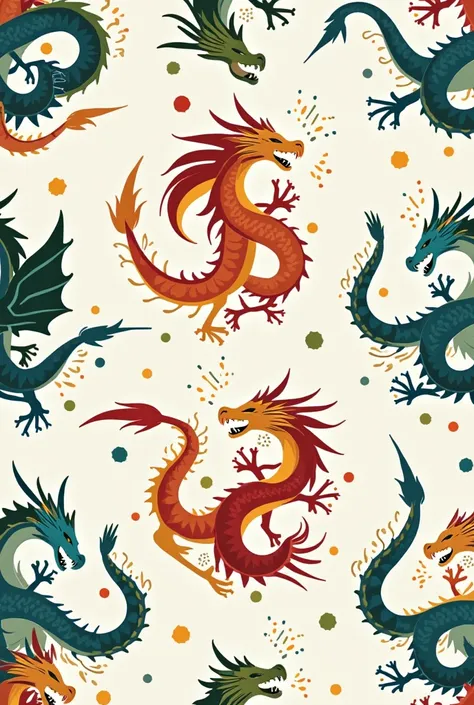 a seamless pattern of dragons