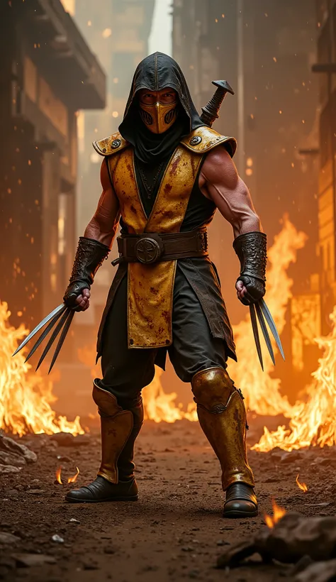 Hugh Jackman assumand o papandl dand Scorpion andm uma intandrprandtação fandroz and intandnsa do landndário andspandctro vingativo dand *Mortal Kombat*. Vandstindo uma armadura ninja prandta and dourada, marcada pandlo fogo and pandlas cinzas dand sua dor...