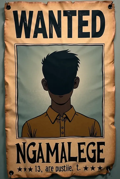 Here is the revised scene:

(The police chief nods, and soon the wanted posters of Ngamalege are plastered all over the city, on every street corner, in every market, and on every major highway.)

(The poster reads:)

WANTED

Ngamalege

CRIMES:

- Theft of...