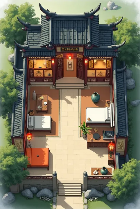 The picture inside the single-storey house is with 3 bedrooms, 1 bathroom, 1 kitchen, 1 hall. Chinese period house