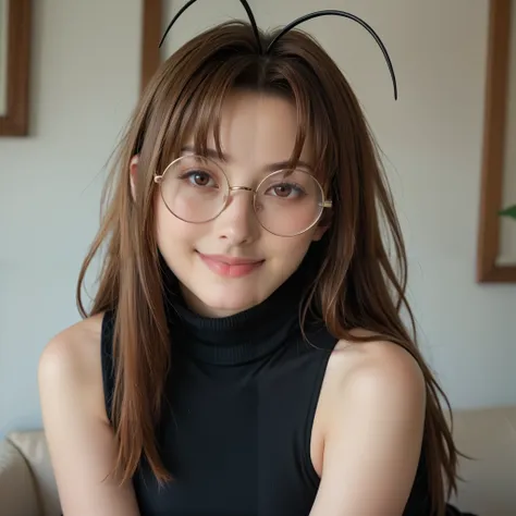narunarusegawa, naru narusegawa, long hair, brown hair, antenna hair, realistic antenna hair, brown eyes, amazingly beautiful face, realistic japanese female face, light cosmetics, detailed face,
gothic girl outfit, black stockings, black skirt, sleeveless...
