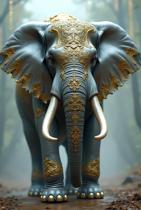 Silver elephant with royal gold
