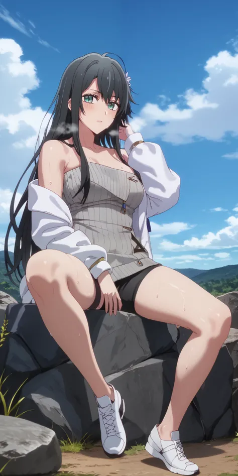 asura style, score_9, score_8_up, score_7_up, score_6_up, uncensored, yukino yukinoshita, black hair, blue eyes, long hair, ahoge, horny face, blush face, (small breasts:1.2), anime coloring, anime screencap, (voluptuous:1.3), (thick:1.3), BREAK UHD, retin...