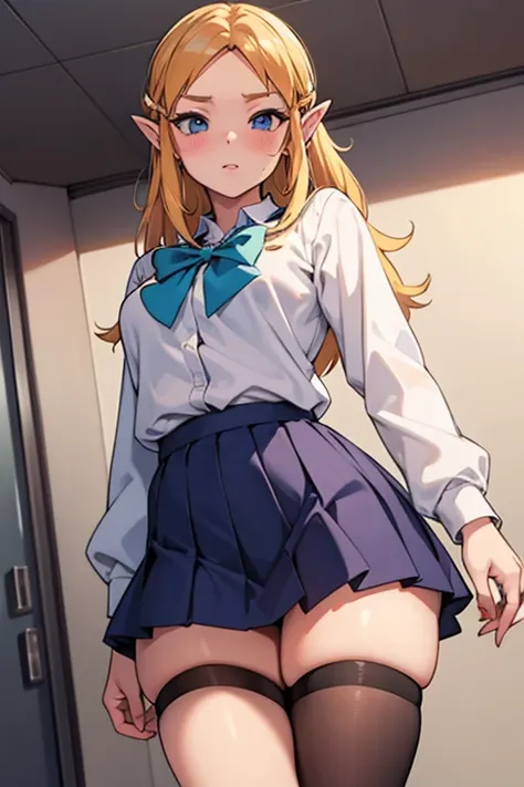 Zelda, sexy, in an anime school uniform