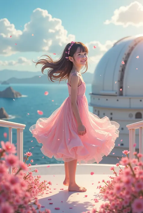 Girl in valentine day setting at cape etomo observatory japan