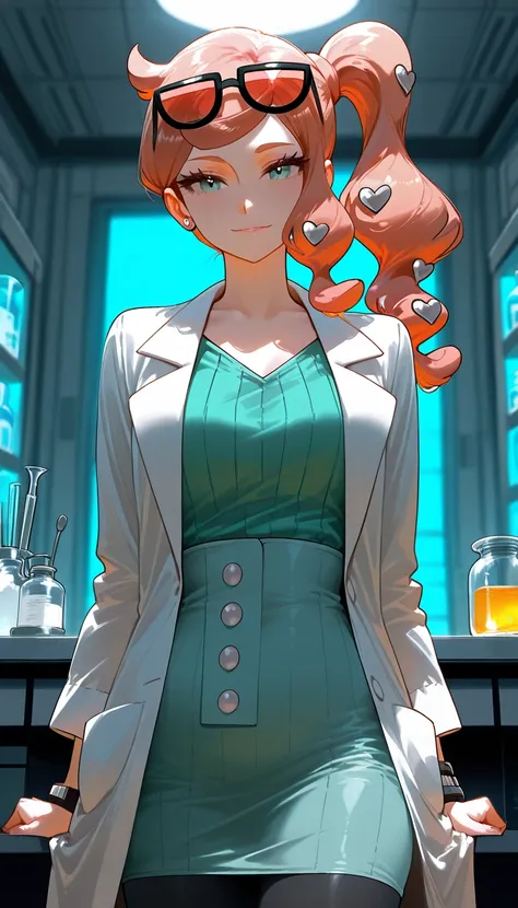 score_9, score_8_up, score_7_up
beautiful aesthetic, very intricate, high quality details
mature female
sonia \(pokemon\), scientist clothes
light smile, looking at viewer
cinematic lighting, cowboy shot
indoors, lab
 Expressiveh