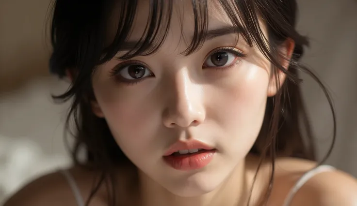 8k, ultra high resolution , top quality, masterpiece,rule of thirds,golden ratio, surreal, photos, one woman,( girl:1.3), cute, cute顔, Beautiful Eyes in Every Detail , 細かく Details, Mature Women, princess,extream close up,smile, black hair,Messy hair,I...