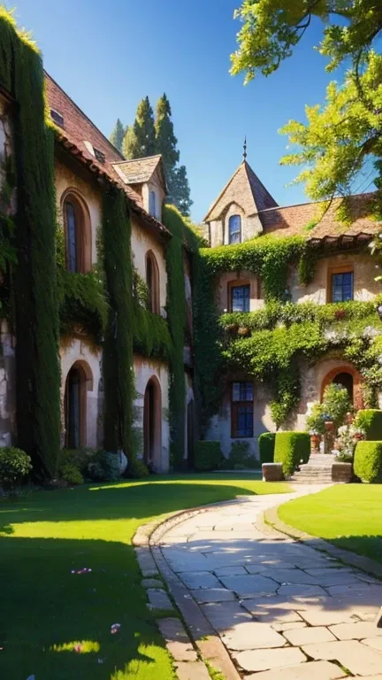 Garden in the medieval castle.