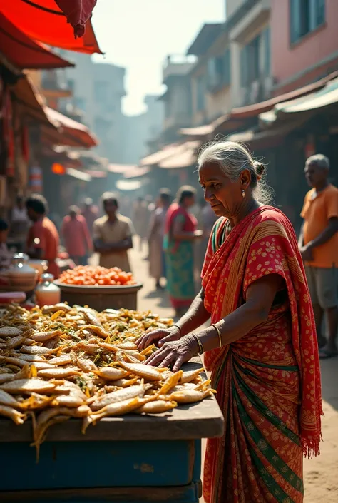 মেথি মাছ বিক্রি করছে