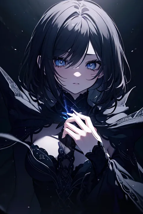 a magical girl being consumed by darkness, 1girl, beautiful detailed eyes, beautiful detailed lips, extremely detailed eyes and face, long eyelashes, dramatic lighting, dark mysterious background, glowing magical energy, dark shadowy tendrils, (best qualit...