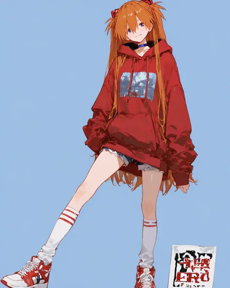  top quality,    Masterpiece,     748cm style    ,          cute poster  、  8k wallpaper、  、    high detail、、             absurd,     latest,                    Neon Genesis Evangelion、 1 female、      Soryu Asuka Langley 、    orange hair、    blue eyes、    ...