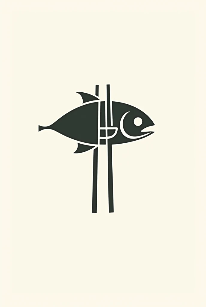 Create a logo for my sushi restaurant, Let this be represented by a fish I go and under the fish I have some Chinese chopsticks. 