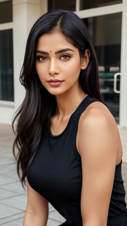 "A hyper-realistic full-body [Female] AI influencer, aged [35], with an appearance from [india]. They have [Skin Tone - Fair] skin, [Eye Color - Black,], and [Hair Color & Style - Black, Blonde,]. Their face structure is [Soft, Sharp,], with [Thick,] and [...