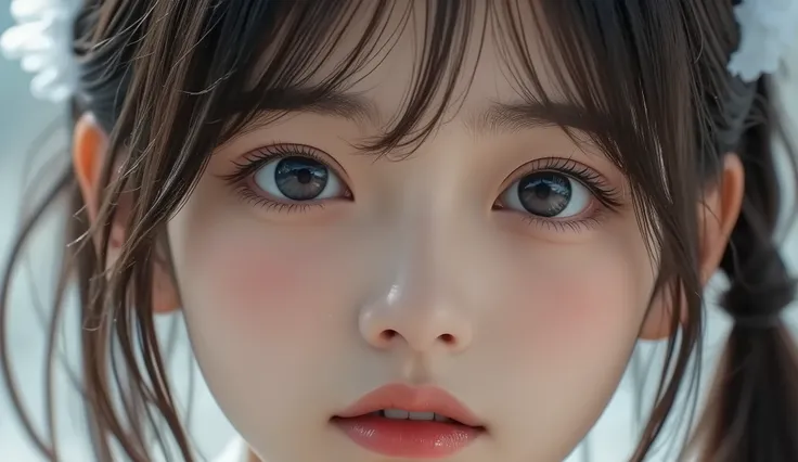 8k, ultra high resolution , top quality, masterpiece,rule of thirds,golden ratio, surreal, photos, one woman,( girl:1.3), cute, cute顔, Beautiful Eyes in Every Detail , 細かく Details, Mature Women, princess,extream close up,smile, black hair,Messy hair,I...