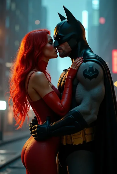 sexy Starfire( titan) and batman kiss