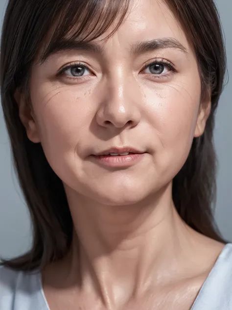 ((highest quality)), ((8K)), ((masterpiece: 1.3)), (perfect appearance), (photorealism: 1.6), (NG), (mature woman face photo), ((ID photo)), perfect anatomy, ((Age 65)), ((Face and eyes facing straight ahead: 1.3)), ((Looking at the camera: 1.3)), ((close ...