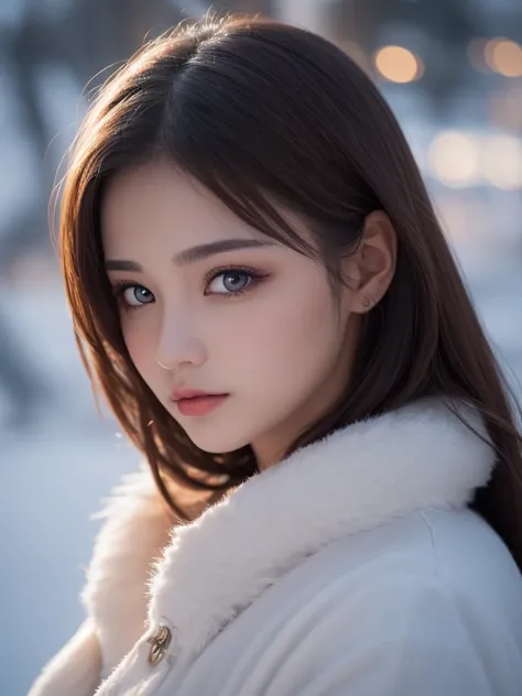 Tabletop, Highest quality, shape, Very detailed, finely, High resolution, 8k wallpaper, perfect dynamic shape, Beautiful and beautiful eyes, Winter women&#39;s fashion,Straight hair,Small breasts、Natural Color Lip, Bold sexy pose,smile、20-year-old girl、cut...