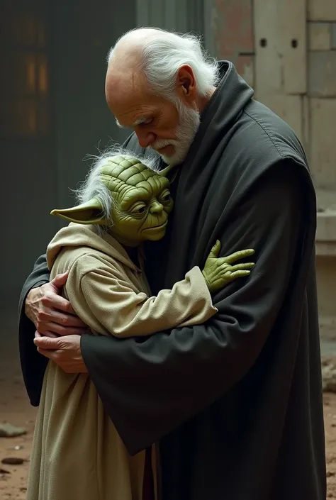 Yoda the one from Star Wars embracing Count Dooku but who is in a scene from the movie