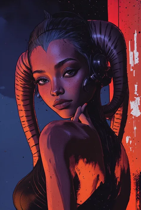 a sexy twi'lek girl, beautiful detailed eyes, beautiful detailed lips, extremely detailed face, long eyelashes, detailed skin texture, intricate lekku, sensual pose, dynamic lighting, cinematic composition, vibrant colors, digital painting, concept art, ph...