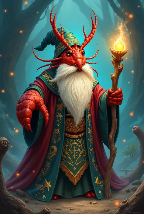 Draw me a lobster dressed as a wizard Merlin 