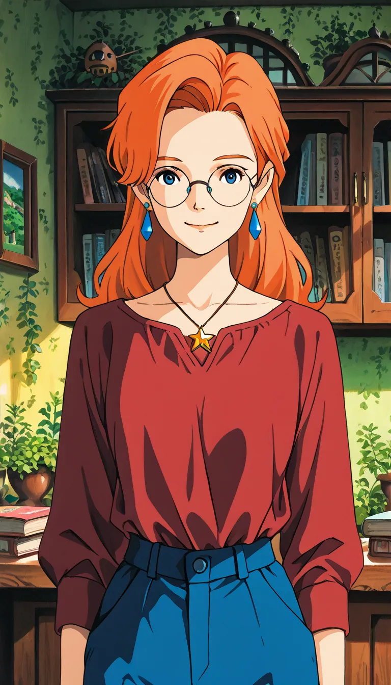 (1girl, zelda spellman), (extremely detailed CG unit 8k wallpaper),(master part), (best quality), (ultra detail), (best illustration),(ghibli_style), cowboy shot, standing, facing viewer, looking at viewer, perfect face, perfect eyes, perfect fingers, (Sha...