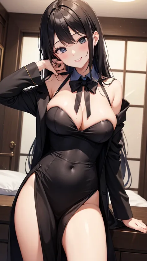 Sexy older sister in a black luxury business suit　　 　　 black tie 　　smile　  Hi-Res　  Hi-Res