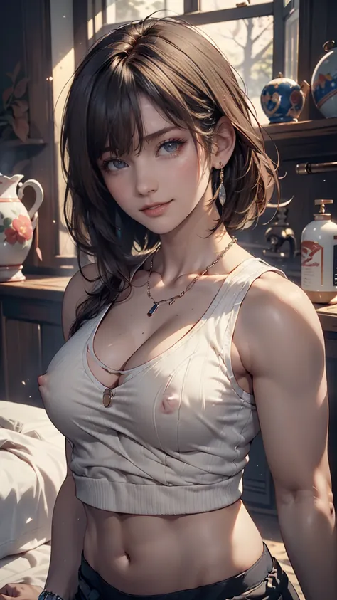  Masterpiece,  top quality,  photorealistic,  fine detail,  Hi-Res,  8k wallpapers,  perfect dynamic composition,  sharp focus,  super realistic,  Beautiful Detailed Eyes ,   medium hair ,   watch viewers with big breasts  ,  random sexy pose,  please pull...