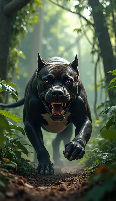 Deadly pitbull dog in jungle