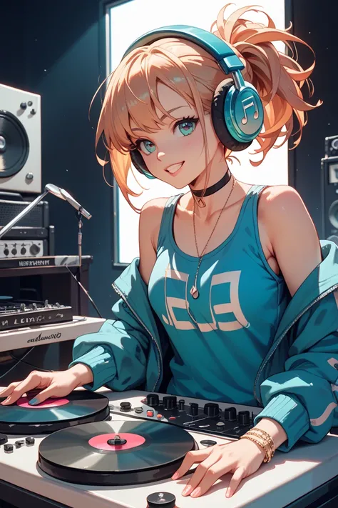  anime girl DJ turntable