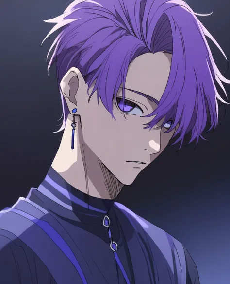 A character from the anime blue lock. A man, with purple hair, undercut, earrings 