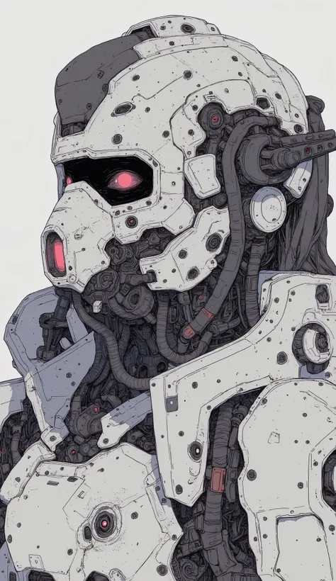 Close up shot of a robot with a gun , an anime large Mecha robot, 妨害Mecha, anime Mecha aesthetic, japanese Mecha, cool Mecha style, アニメ Mecha アーマー, # Mecha,  Alphonse Musa , ferra white Mecha, white Mecha, gear Mecha, マナティーの形をしたMecha