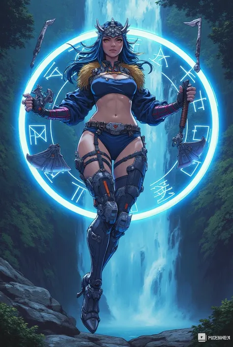 - Main Character, Beautiful "Japanese" Woman with Blue-Black Hair. Wearing an Indian tribal headdress and a typical Indian tribal necklace.

- Wearing a costume ("Full Sexy Armor"), a costume that embodies the form of "Allomon (X-Antibody)-Digimon", (Open ...