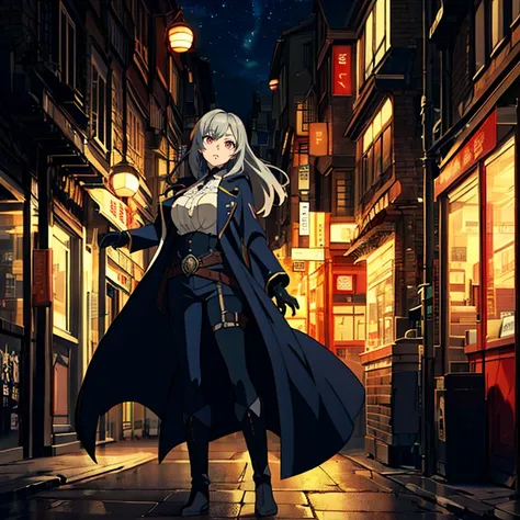 masterpiece。best quality。(Japanese anime style CG:1.2)。a dark, gothic, and classical style。super high definition。8k wallpaper。detailed。attention to beautiful details。Hues and overall tones are dark or cool。dynamic composition。dynamic angle。The layout is a ...