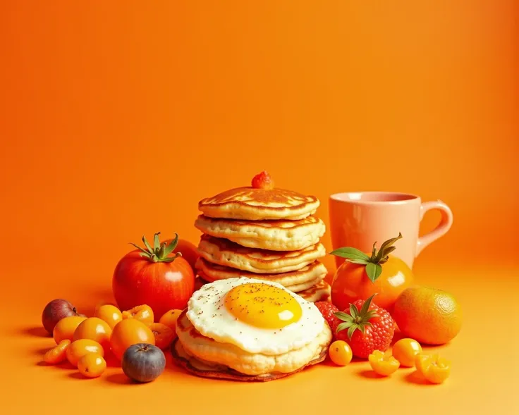 Photos of breakfast dyed orange 