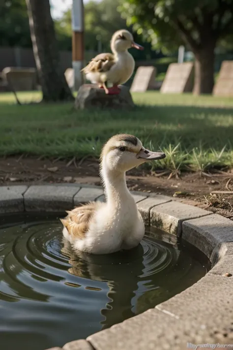 ducklings are playing
