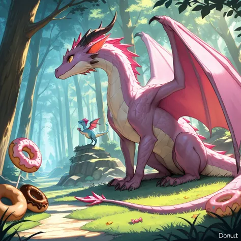  top quality, Masterpiece, Fantasy,donut,MINI DRAGON ,Candy Forest