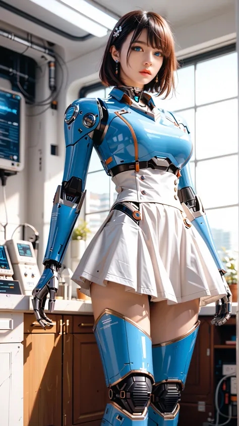 (((masterpiece))), (realism, realism texture, (science fiction, distant future), (top Quality, High Quality, top resolution, high resolution, (ultra detailed, high detailed))), (beautiful robot girl, she is incredible machine:1.3), latex that reflect the i...