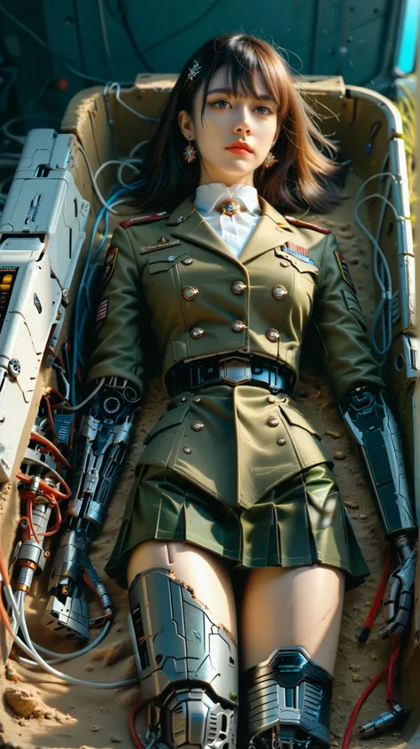 (((masterpiece))), (realism, realism texture, (science fiction, distant future), (top Quality, High Quality, top resolution, high resolution, (ultra detailed, high detailed))), (beautiful army soldier robot girl:1.4), she is incredible machine, (beautiful ...