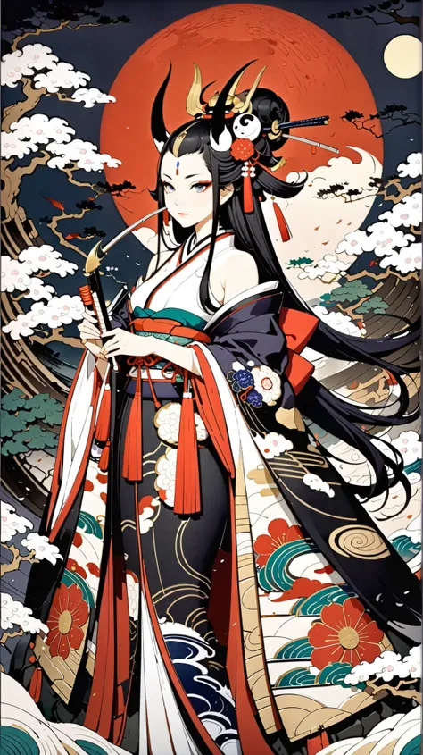 (( top quality)),(  ultra high resolution),(  very detailed),(  Detailed Explanation ),((  best CG  )),(  BEST ARTWORK  ), Ultra-precise art,  Amazing Painting Art,(Exquisite Japanese Style Art :1.5), woman