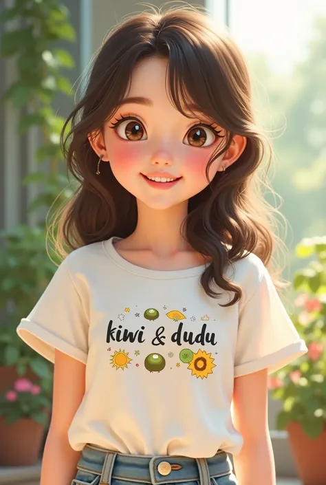 cute girl wearing tshirt saying kiwi & Dudu