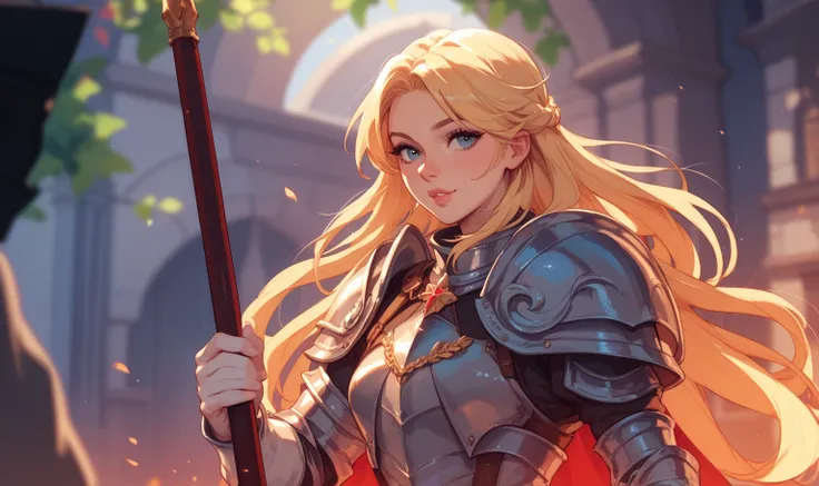 Blonde knight with short hair