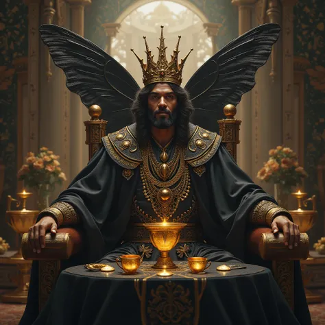 king and black butterfly and golden cups