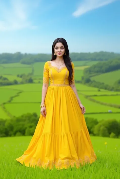 Beautiful south indian girl in yellow lehenga